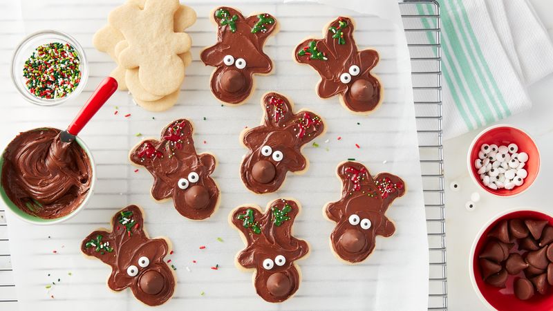 Hersheys Kisses Reindeer Sugar Cookies prepared recipe