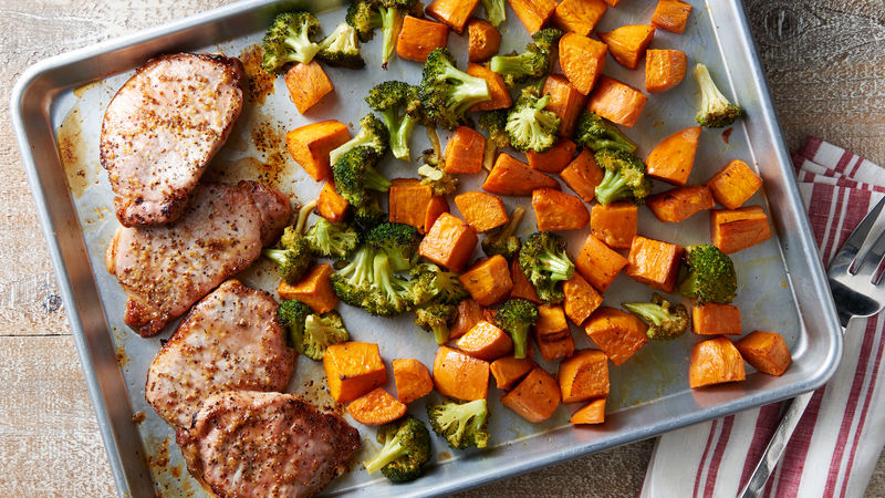 Sheet Pan Honey Balsamic Pork Chop Dinner