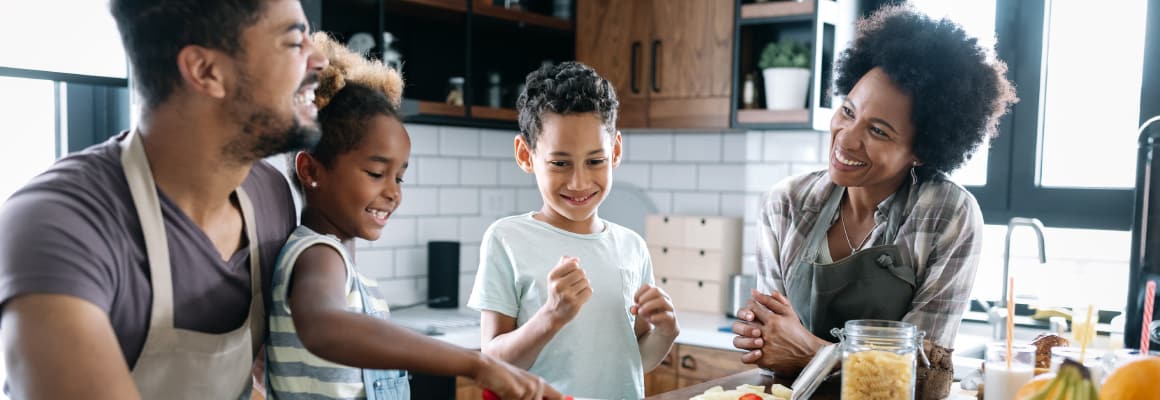 Family cooking in the kitchen